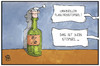 Cartoon: Suchtbericht 2015 (small) by Kostas Koufogiorgos tagged karikatur,koufogiorgos,illustration,cartoon,suchtbericht,alkohol,drogen,missbrauch,konsum,flasche,deutschland,michel,gesundheit,krankheit