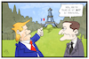 Cartoon: Trump in Paris (small) by Kostas Koufogiorgos tagged karikatur,koufogiorgos,cartoon,illustration,trump,macron,eiffelturm,kauf,immobilie,besuch,usa,frankreich