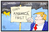 Cartoon: Trumps Außenpolitik (small) by Kostas Koufogiorgos tagged karikatur koufogiorgos illustration cartoon trump aussenpolitik america first chaos gaza israel jerusalem diplomatie welthandel umwelt klima iran usa