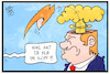 Cartoon: Trumps Kopf (small) by Kostas Koufogiorgos tagged karikatur,koufogiorgos,illustration,cartoon,trump,kim,jong,un,treffen,stier,zerstörung,nordkorea,usa,gipfel,diplomatie