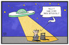 Cartoon: UFO-Streik bei Eurowings (small) by Kostas Koufogiorgos tagged karikatur,koufogiorgos,illustration,cartoon,ufo,streik,flugbegleiter,passagier,fluggast,fliegen,arbeitskampf,eurowings