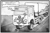 Cartoon: Ukraine-Konflikt (small) by Kostas Koufogiorgos tagged karikatur,koufogiorgos,illustration,cartoon,ukraine,konvoi,russland,krieg,konflikt,grenze,lkw,zoll,politik