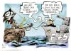 Cartoon: Und was machen SIE hier? (small) by Kostas Koufogiorgos tagged piraterie,piraten,somalia,finanzkrise,banker,manager,bankenkrise,wirtschaft,börse,pleite,bankrott,kostas,koufogiorgos