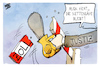 Cartoon: US-Zölle (small) by Kostas Koufogiorgos tagged karikatur,koufogiorgos,usa,trump,zoll,justiz,kettensäge,musk