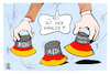 Cartoon: Wählerfang (small) by Kostas Koufogiorgos tagged karikatur,koufogiorgos,wähler,hütchenspiel,afd,bsw,werteunion