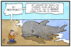 Cartoon: Walsterben (small) by Kostas Koufogiorgos tagged karikatur,koufogiorgos,illustration,cartoon,wal,walsterben,umwelt,verschmutzung,meer,see,gestrandet