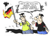 Cartoon: Warmer Empfang für Merkel (small) by Kostas Koufogiorgos tagged merkel,griechenland,flagge,fahne,feuer,protest,demonstration,empfang,europa,besuch,karikatur,kostas,koufogiorgos
