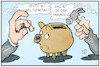 Cartoon: Weltspartag (small) by Kostas Koufogiorgos tagged karikatur,koufogiorgos,illustration,cartoon,weltspartag,zinsen,inflation,hammer,sparschwein,geld
