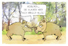 Cartoon: Wildschweine (small) by Kostas Koufogiorgos tagged karikatur,koufogiorgos,wildschwein,löwe,maske,menschen,wildtier