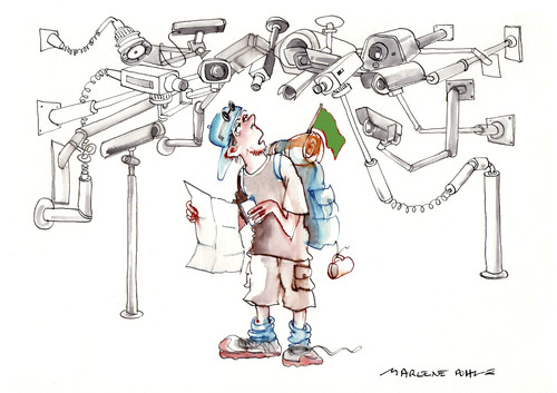 Cartoon: Überwachung (medium) by Marlene Pohle tagged überwachung,top,secret,gewalt,der,medien,betrug