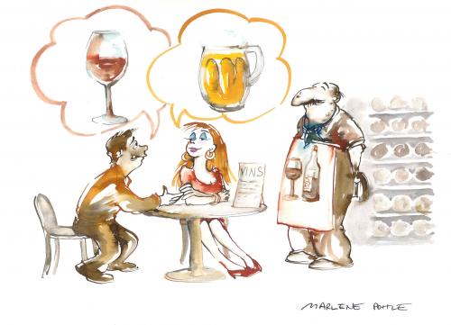 Cartoon: Weinstube (medium) by Marlene Pohle tagged kommunikation
