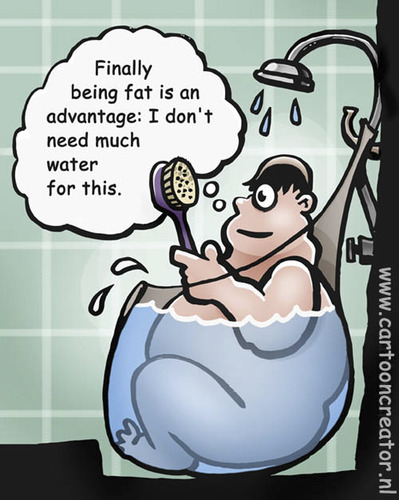 Cartoon: Bathing fat guy (medium) by illustrator tagged fat,guy,bath,tub,shower,spa,water,soak,clean,wash,advantage