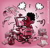 Cartoon: stressed (small) by illustrator tagged stress,workload,load,pressure,worker,employee,papers,busy