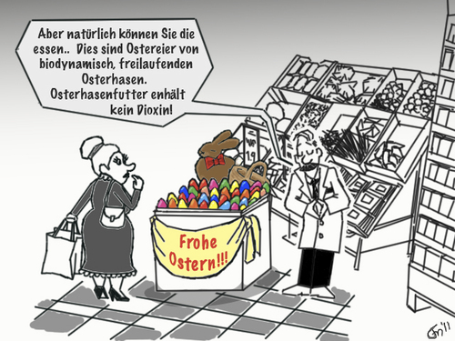 Cartoon: Dioxinfreie Ostereier? (medium) by Felicity Nims tagged dioxin,ostereier,ostern