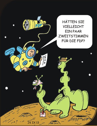 Cartoon: Zweitstimmensuche (medium) by JotKa tagged linke,grüne,spd,fdp,csu,cdu,parteien,wähler,wahlwerbung,zweitsimmen,wahlkampf,bundestagswahl