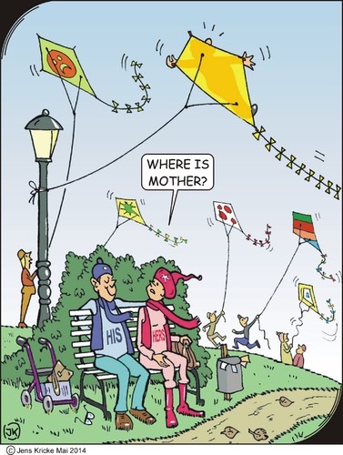 Cartoon: Mother in law 2 (medium) by JotKa tagged smart,paternalism,false,sneaky,revenge,anger,frustration,son,law,in,mother,kites,flying,kite,bench,park,wife,husband,woman,man,aleck,trip,lantern,bank