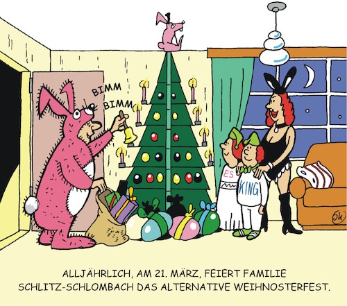 Cartoon: Weihnostern (medium) by JotKa tagged kirchliche,feiertage,weihnachten,ostern,alternativ,feste,party,osterhase,kirchliche,feiertage,weihnachten,ostern,alternativ,feste,party,osterhase