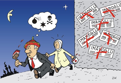 Cartoon: Zorniger Erdo (medium) by JotKa tagged erdogan,imamoglu,wahlen,bürgermeisterwahlen,istanbul,erdogan,imamoglu,wahlen,bürgermeisterwahlen,istanbul