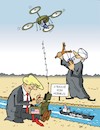 Cartoon: Ein Eindringling (small) by JotKa tagged strasse von hormus golf drohnenzwischenfall drohnenabschuss waschington teheran trump mullahs