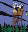 Cartoon: Neulich auf dem Hochsitz (small) by JotKa tagged jagd,jäger,waidmann,waidwerk,natur,wald,bäume,tannen,hochsitz,hasen,wild,tiere