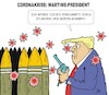 Cartoon: Wartime-President (small) by JotKa tagged coronakrise usa washington president donald trump waffen bomben strategie virus seuchen gesundheit gesundheitswesen pandemie