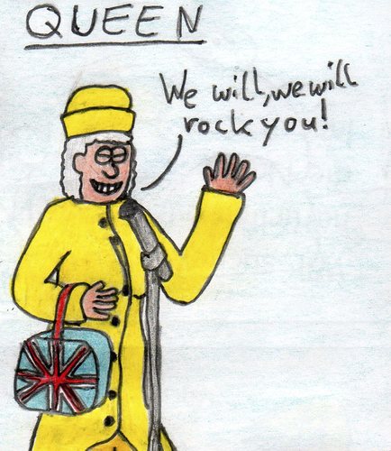 Cartoon: Queen (medium) by Salatdressing tagged queen,england,britanien,great,britain,music,alt,klassisch,gut,rock,rocken,berühmt
