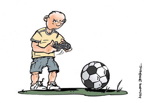 Cartoon: Anstoss (medium) by Micha Strahl tagged micha,strahl,fußball,anstoss,em2012,football,player,esport,soccer,fußball,em 2012,spielen,zocken,em,2012