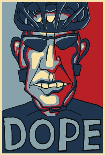 Cartoon: DOPE (medium) by maxardron tagged hope,obama,lance,armstrong,lancearmstrong,dope,drugs,cycling