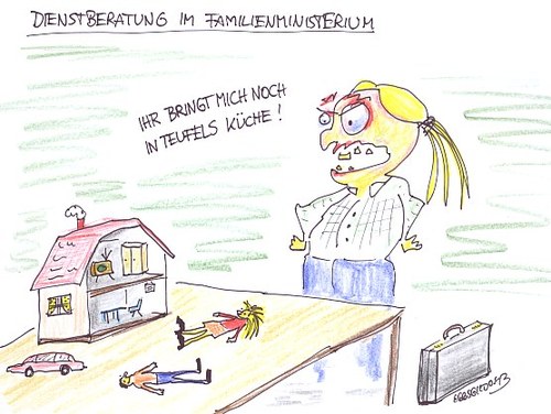Cartoon: Ärger für Kristina Schröder (medium) by Eggs Gildo tagged familienpolitik,kristina,schröder