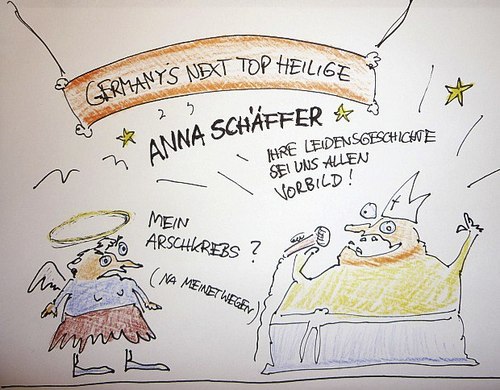 Cartoon: Hoffnung für Krebspatienten (medium) by Eggs Gildo tagged papst,krebs,heilige,schäffer,anna