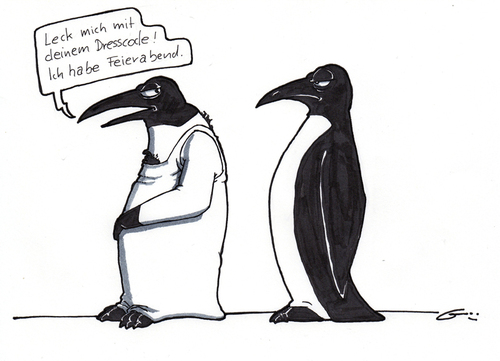 Cartoon: Dresscode (medium) by bertgronewold tagged pinguin,kleidung,dresscode