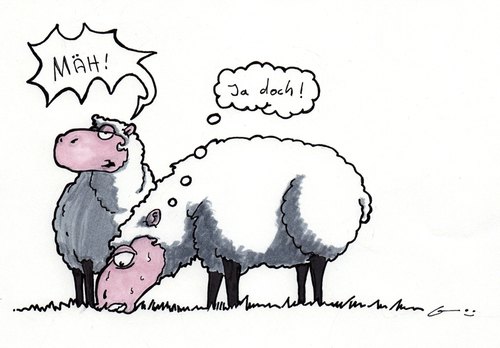 Cartoon: imperative Tierlaute (medium) by bertgronewold tagged schafe,mähen