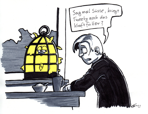 Cartoon: Kraftfutter (medium) by bertgronewold tagged vogel,futter,käfig