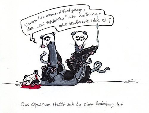 Cartoon: Opossumfehler (medium) by bertgronewold tagged sterben,pistole,opossum