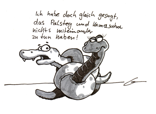 Cartoon: Palsteg-Erotik (medium) by bertgronewold tagged palsteg,versuch,schlange,knoten