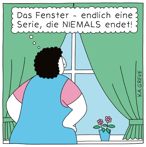 Cartoon: Fensterblick (medium) by Katharina Greve tagged tv,netflix,serien,fenster,tv,netflix,serien,fenster