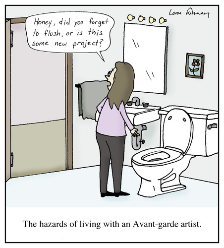 Cartoon: Avant-Garde Artists (medium) by Humoresque tagged painting,artistic,arts,artwork,artists,artist,paintings,painter,painters,sculpture,sculptures,sculptor,sculptors,modern,art,museum,museums,project,projects,toilet,toilets,avant,garde,critic,critics,new,age,wave,marriage,marriages