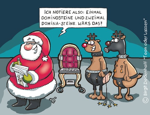 Cartoon: Steinfetisch (medium) by Dodenhoff Cartoons tagged weihnachten,sm,rentiere,wunschliste,santa