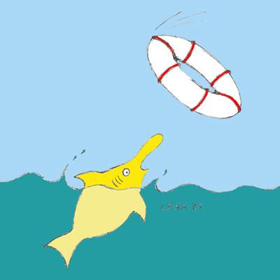 Cartoon: Nichtschwimmerfisch (medium) by lexatoons tagged nicht,schwimmen,fisch,rettungsring,wasser,ertrinken