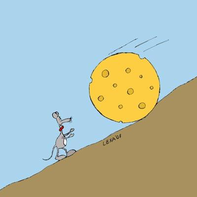 Cartoon: Vernunft (medium) by lexatoons tagged vernunft,philosophie,gierig,maus,käse,essen,schwerkraft