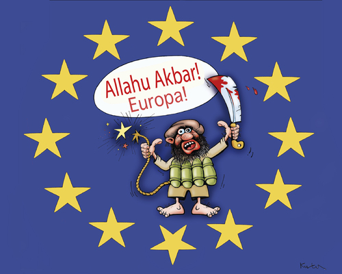 Cartoon: Europa-Terror (medium) by kurtu tagged terror,paris,anschlag,terrorismus,is,europa,allahu,akbar,terror,paris,anschlag,terrorismus,is,europa,allahu,akbar