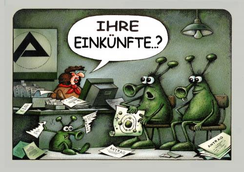 Cartoon: ufo (medium) by kurtu tagged no,,arbeitsamt,arbeit,job,arbeitslosigkeit,jobvermittlung,antrag,arbeitlosenhilfe,hartz 4,alien,ausländer,außerirdischer