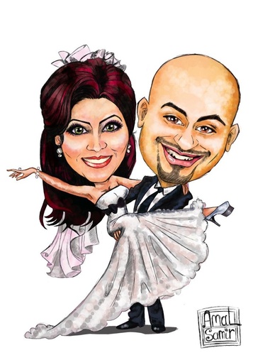 Cartoon: Wedding (medium) by Amal Samir tagged wedding,man,lady,brid,groom,love