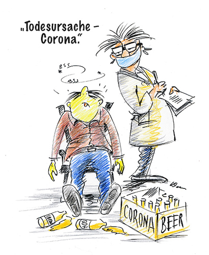 Cartoon: Corona Morte (medium) by kugel2020 tagged corona,tod,seuche,krank,pandemie,bier
