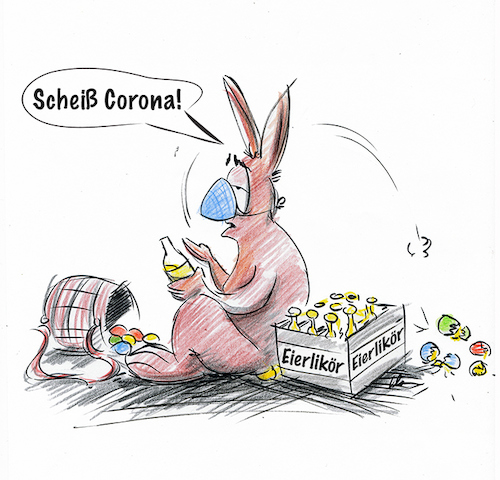 Cartoon: Die Corona-Virus Depression (medium) by kugel2020 tagged corina,virus,ostern,osterhase,depression