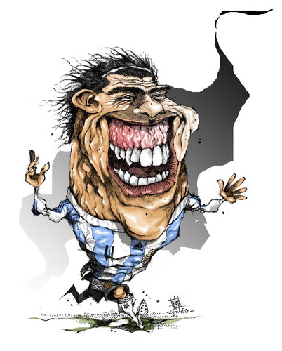 Cartoon: tevez (medium) by cakBOY tagged argentina,tevez,carlos,futball,soccer,caricature,cartoon,sport