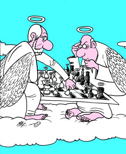 Cartoon: JUEGO SANTO (medium) by Mario Almaraz tagged cielo,angeles