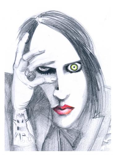 Cartoon: Marilyn Manson (medium) by Mario Almaraz tagged manson,
