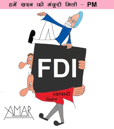 Cartoon: FDI (medium) by Amar cartoonist tagged manmohan,singh