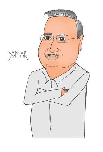 Cartoon: Raman Singh (medium) by Amar cartoonist tagged amar,caricatures
